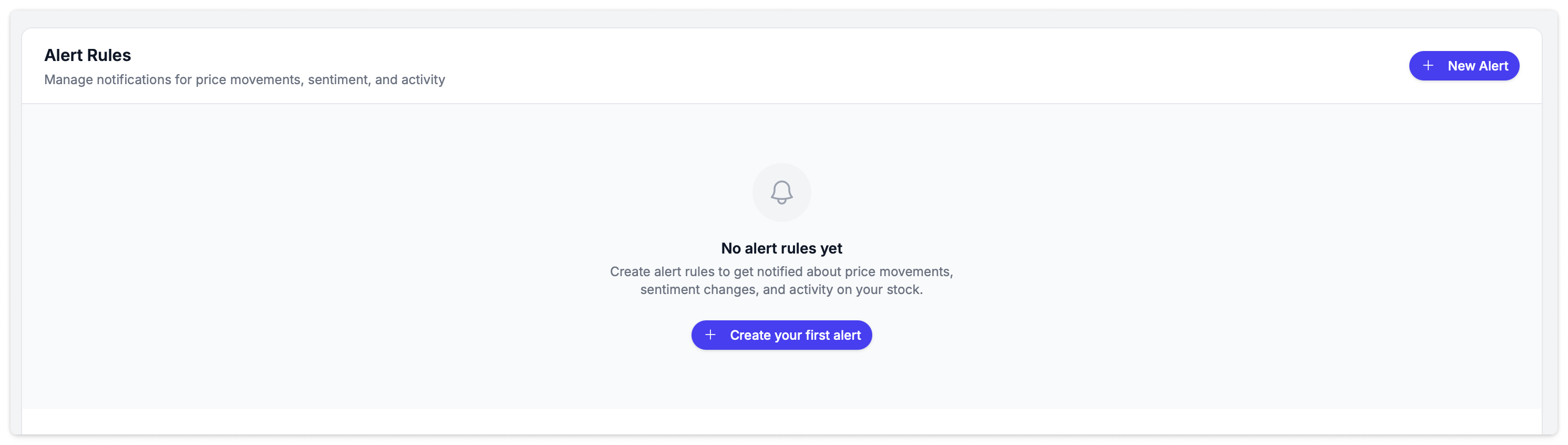 Notification rules page showing configured alerts
