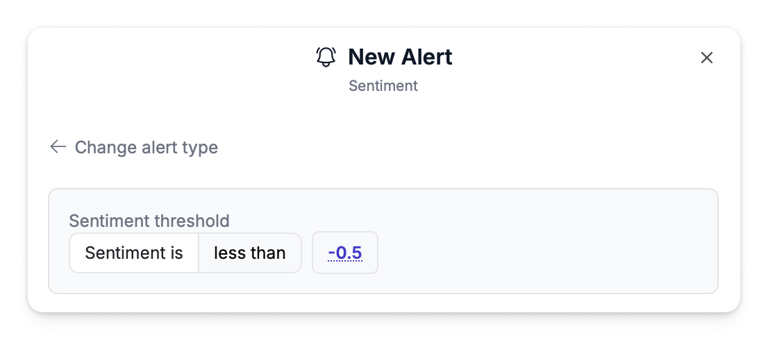 Sentiment alert configuration